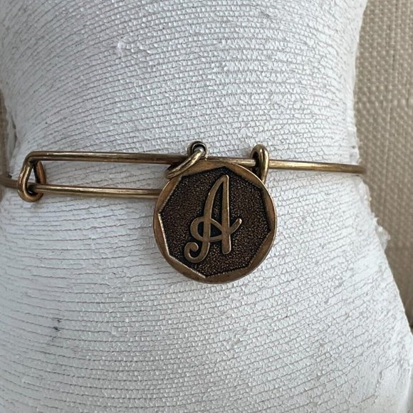 Alex And Ani Women Bracelet Gold Tone Initial LETTER A Wristband Wrist Jewelry - Picture 7 of 10